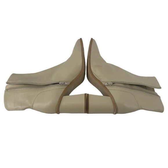 Free People Sienna Ankle Boot Square Toe Butter Cream Leather US 8.5 Block Heel - Picture 11 of 12